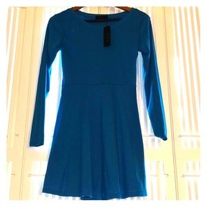 Blue long sleeve cotton dress
